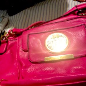 Pink leather New York purse